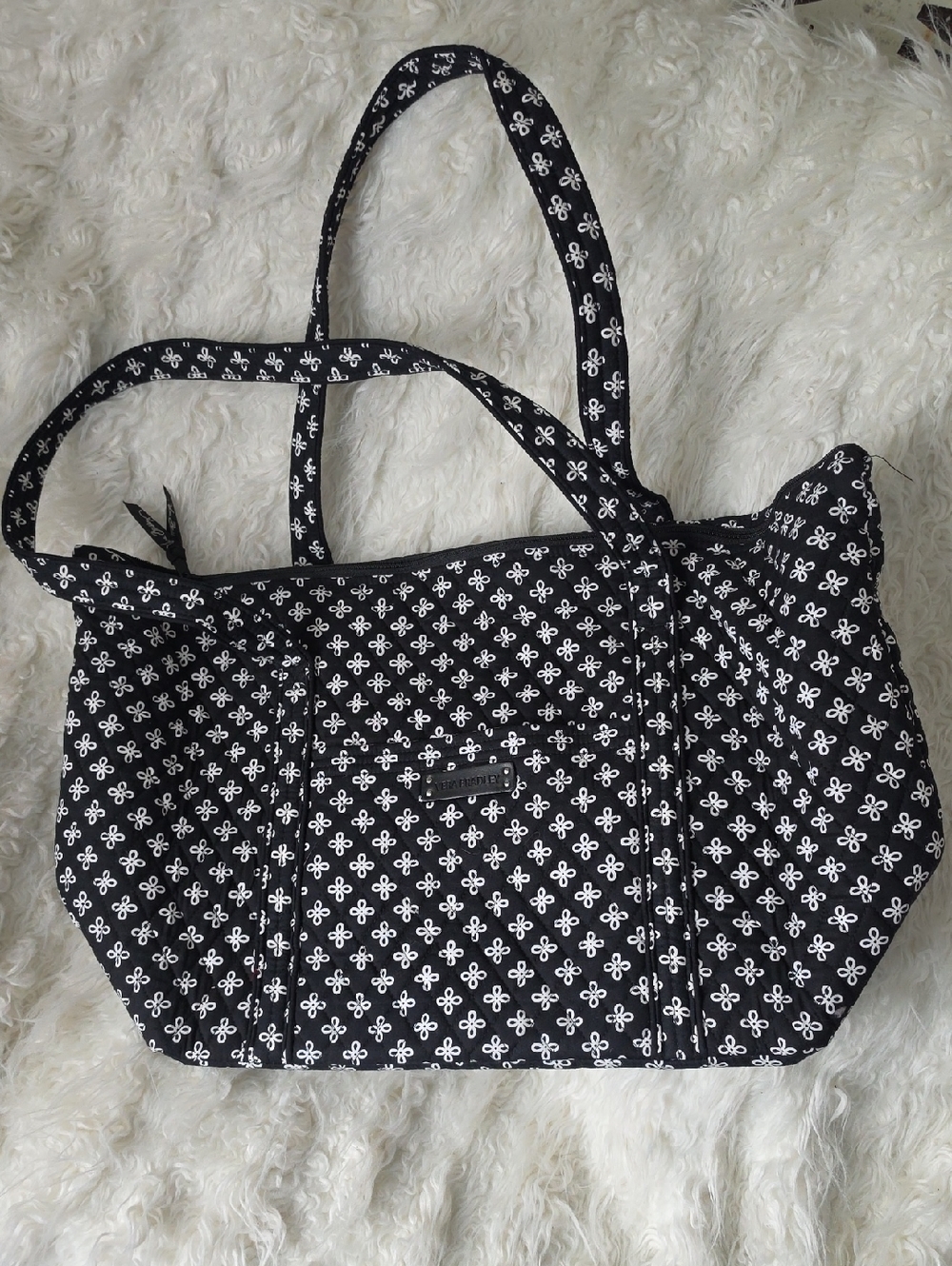 Large Black Quilted Vera Bradley Tote Bag - Picture 1 of 9